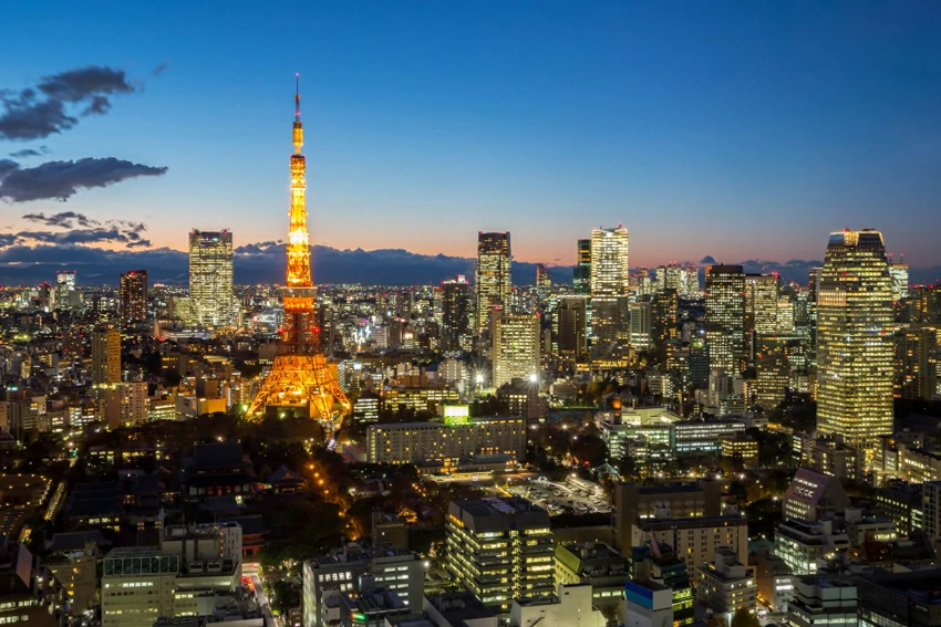 Modern towers and city buildings shaping the dynamic Tokyo skyline.
