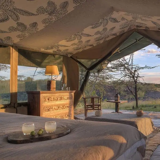 Luxurious safari lodge overlooking the Maasai Mara savanna