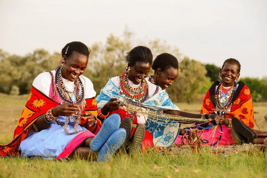 warrior performing traditional dance in a Maasai village
